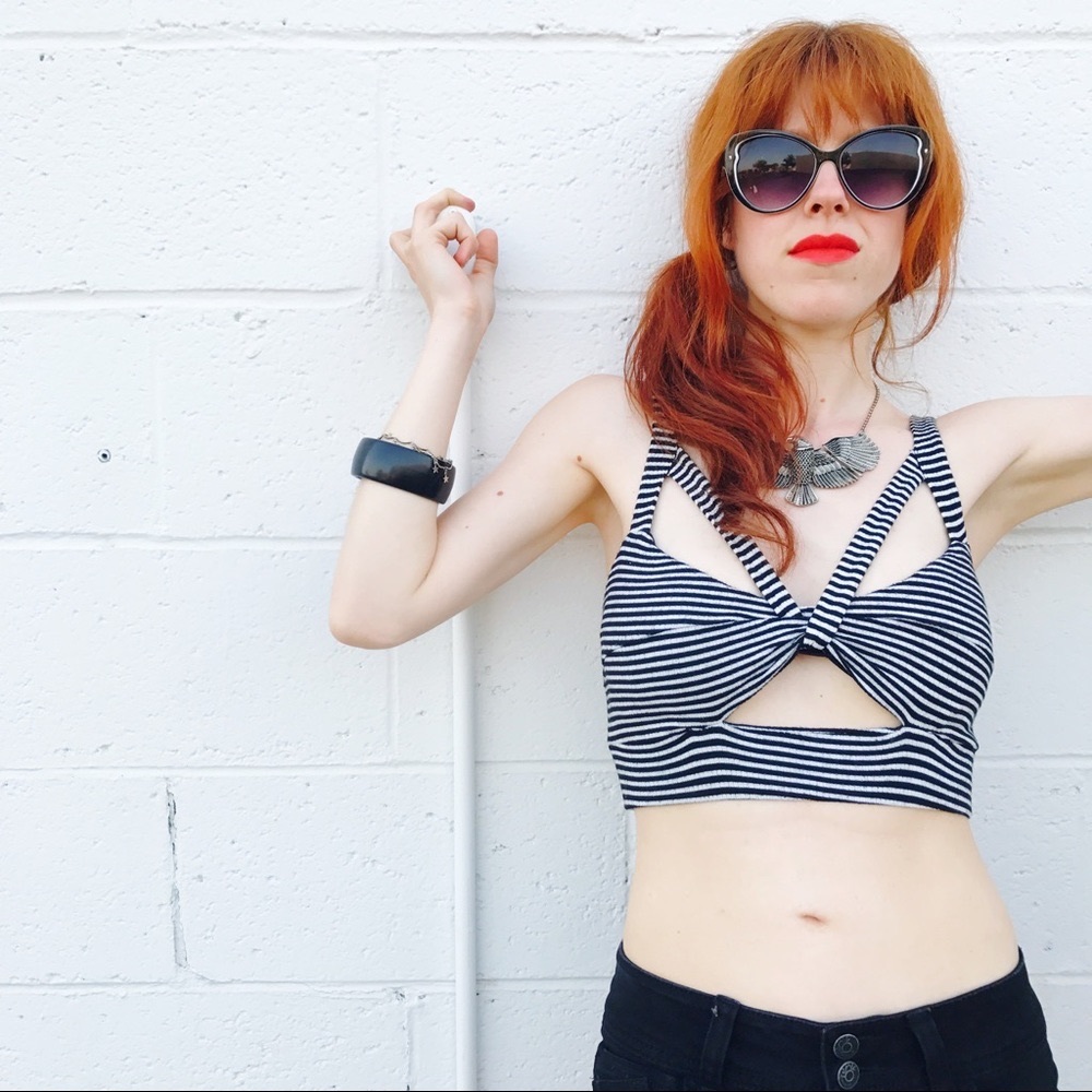 UO Black & White Stripe GYPSY WARRIOR Halter Top